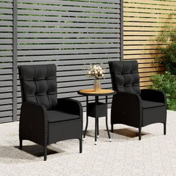 Vidaxl vidaXL 3-delni vrtni bistro komplet iz poli ratana črne barve