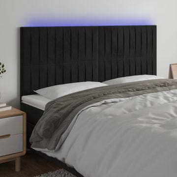 Vidaxl vidaXL Vzglavje postelje z LED diodo črno 200x5x118/128 cm žamet