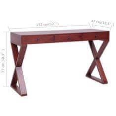 Vidaxl Računalniška miza rjava 132x47x77 cm trden mahagonij