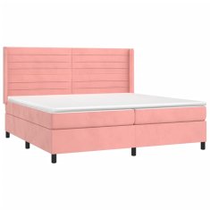 Vidaxl Box spring postelja z vzmetnico LED roza 200x200 cm žamet