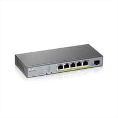Zyxel GS1350-6HP, 6-portno upravljano stikalo CCTV PoE, velik doseg, 60 W, 802.3BT (priložena enoletna licenca NCC Pro pack)