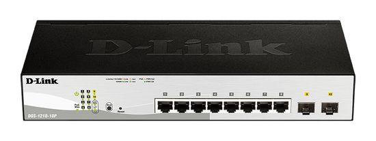 D-Link DGS-1210-10P, 10-portno 10/100/1000 gigabitno pametno stikalo PoE, vključno z 2x SFP 65W