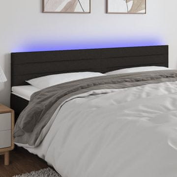 Vidaxl vidaXL Vzglavje postelje z LED diodo črno 200x5x78/88 cm blago