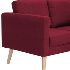 Vidaxl Kavč trosed iz blaga vinsko rdeč