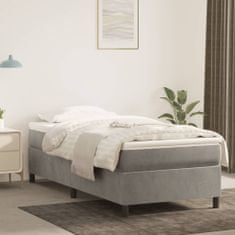 shumee Box spring postelja z vzmetnico svetlo siva 80x200 cm žamet