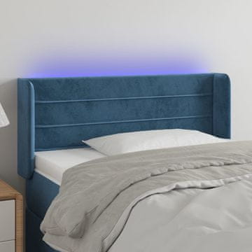shumee vidaXL LED posteljno vzglavje temno modro 103x16x78/88 cm žamet