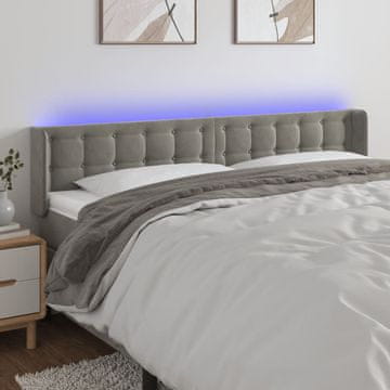 Vidaxl vidaXL Vzglavje postelje z LED svetlo sivo 163x16x78/88 cm žamet