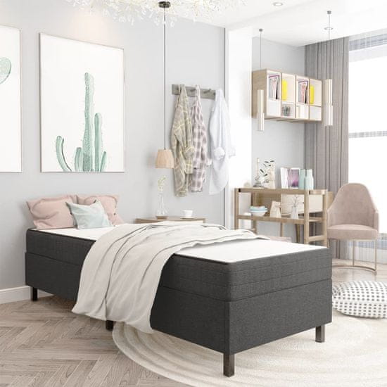 Vidaxl Boxspring postelja temno siva iz blaga 100x200 cm