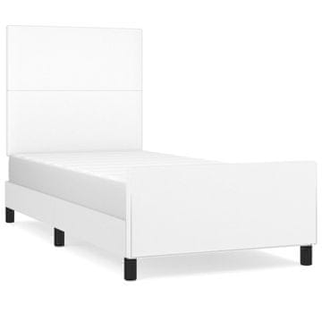 Vidaxl Posteljni okvir z vzglavjem bel 80x200 cm umetno usnje