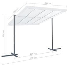 Vidaxl Paviljon z nagibno drsno streho 350x253x196 cm krem