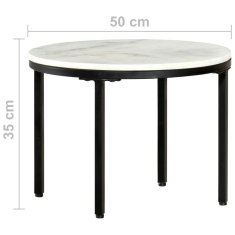shumee Klubska mizica bela in črna Ø50 cm pravi trdi marmor