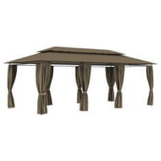 Vidaxl Paviljon z zavesami 600x298x270 cm taupe 180 g/m2