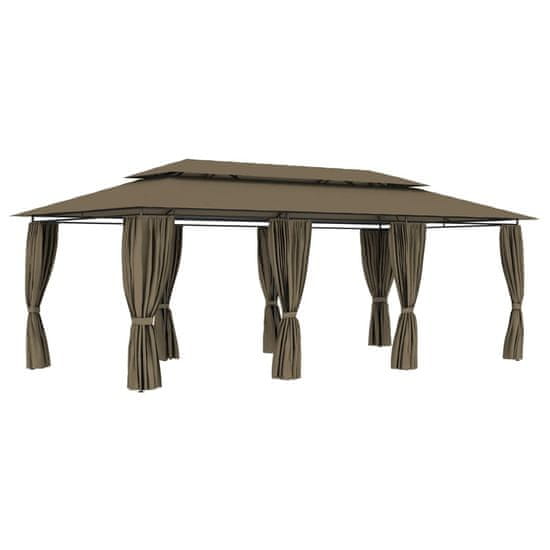 Vidaxl Paviljon z zavesami 600x298x270 cm taupe 180 g/m2