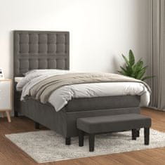 Vidaxl Box spring postelja z vzmetnico temno siva 80x200 cm žamet