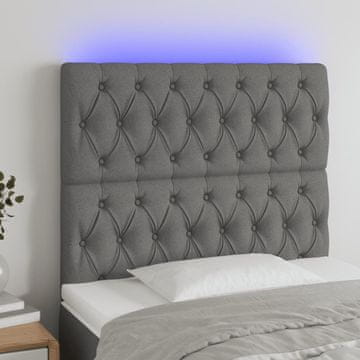 Vidaxl vidaXL Vzglavje postelje z LED diodo temno sivo 90x7x118/128 cm blago