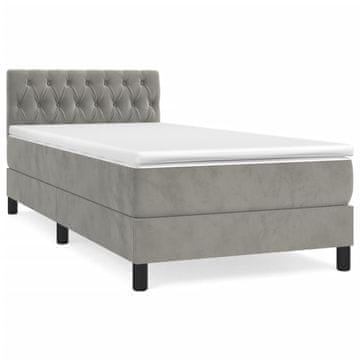 Vidaxl Box spring postelja z vzmetnico svetlo siv 90x190 cm žamet