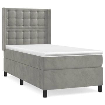 Vidaxl Box spring postelja z vzmetnico svetlo siva 80x200 cm žamet