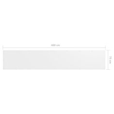Vidaxl Balkonsko platno belo 75x400 cm oksford blago