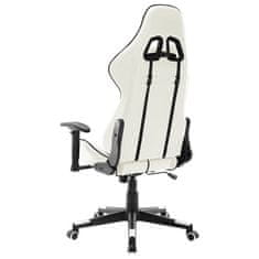 Vidaxl Gaming stol belo in črno umetno usnje