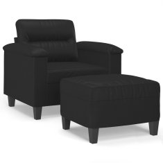 Vidaxl Fotelj s stolčkom za noge črn 60 cm umetno usnje
