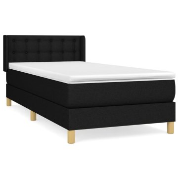 Vidaxl Box spring postelja z vzmetnico črn 90x190 cm blago