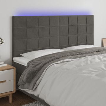 Vidaxl vidaXL Vzglavje postelje z LED diodo temno sivo 180x5x118/128 cm žamet