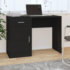 Vidaxl Pisalna miza s predalom in omarico črna 100x40x73 cm inžen. les