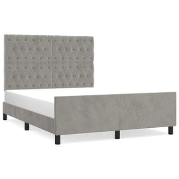 Vidaxl Posteljni okvir brez vzmetnice svetlo siv 140x190 cm žamet