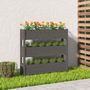 Vidaxl vidaXL Cvetlični lonec, siv, 112x25x104,5 cm, masiven borov les