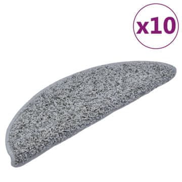 Vidaxl Stopniščne preproge 10 kosov 56x17x3 cm sive polkrožne