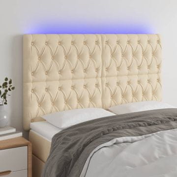 Vidaxl vidaXL Vzglavje postelje z LED zaslonom, kremno, 144x7x118/128 cm, blago