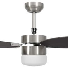 Vidaxl Stropni ventilator z lučjo in daljincem 76 cm temno rjav