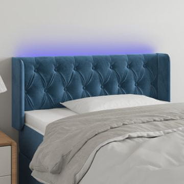 Vidaxl vidaXL Vzglavje postelje z LED diodo temno modro 103x16x78/88 cm žamet