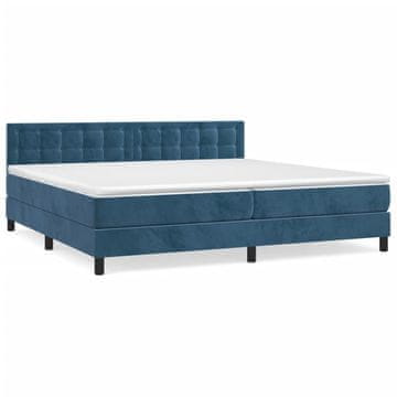 Vidaxl Box spring postelja z vzmetnico temno modra 200x200 cm žamet