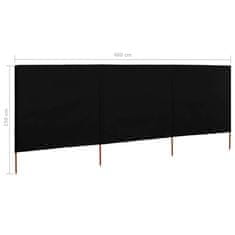Vidaxl 3-panelni vetrobran tkanina 400x120 cm črn
