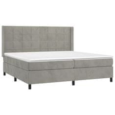 Vidaxl Box spring postelja z vzmetnico svetlo siva 200x200 cm žamet