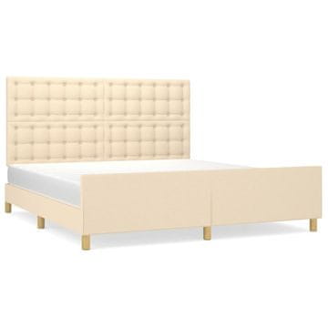 Vidaxl Posteljni okvir z vzglavjem krem 180x200 cm blago