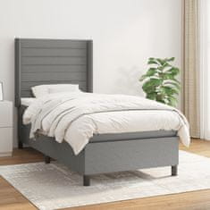Vidaxl Box spring postelja z vzmetnico temno siva 90x190 cm blago