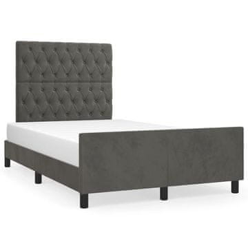 Vidaxl Posteljni okvir brez vzmetnice temno siv 120x200 cm žamet