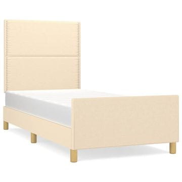 Vidaxl Posteljni okvir brez vzmetnice krem 90x190 cm tkanina