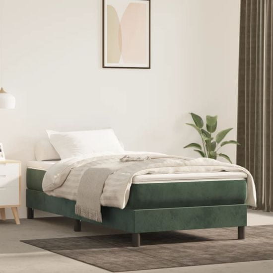 shumee vidaXL Vzmetnica z žepkasto vzmetjo temno zelena 90x210x20 cm žamet