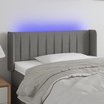 Vidaxl vidaXL Vzglavje postelje z LED diodo temno sivo 93x16x78/88 cm blago