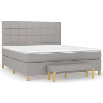 Vidaxl Box spring postelja z vzmetnico svetlo siva 180x200 cm blago