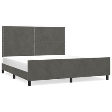 Vidaxl Posteljni okvir brez vzmetnice temno siv 160x200 cm žamet