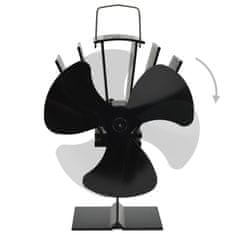 Vidaxl Ventilator za kamin na toploto s 3 krili črn