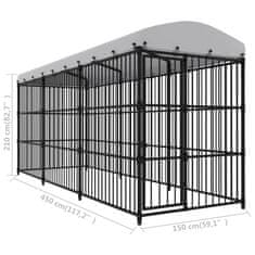 Vidaxl Zunanji pasji boks s streho 450x150x210 cm
