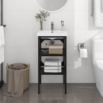 Vidaxl vidaXL Okvir za umivalnik črne barve 40x38x83 cm železo
