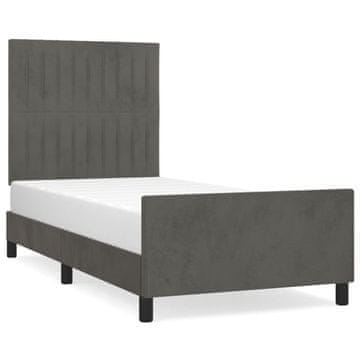 Vidaxl Posteljni okvir brez vzmetnice temno siv 90x190 cm žamet