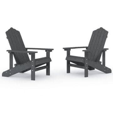 Vidaxl Vrtni stoli Adirondack 2 kosa HDPE antracitni