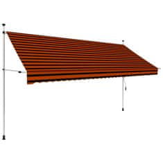 Greatstore Ročno zložljiva tenda 350 cm oranžna in rjava